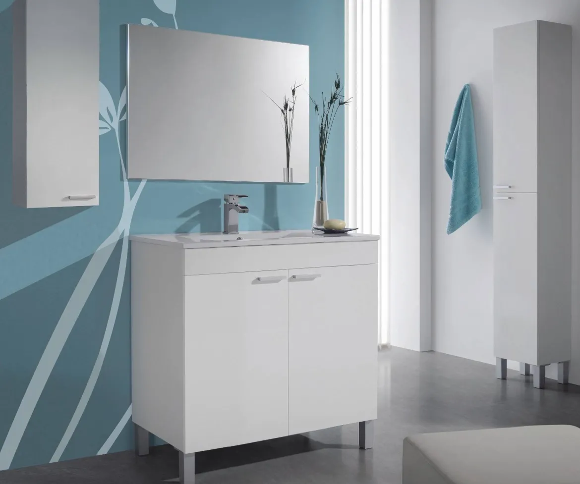 Pensile bagno modulabile 30x85h cm bianco lucido - Alcott