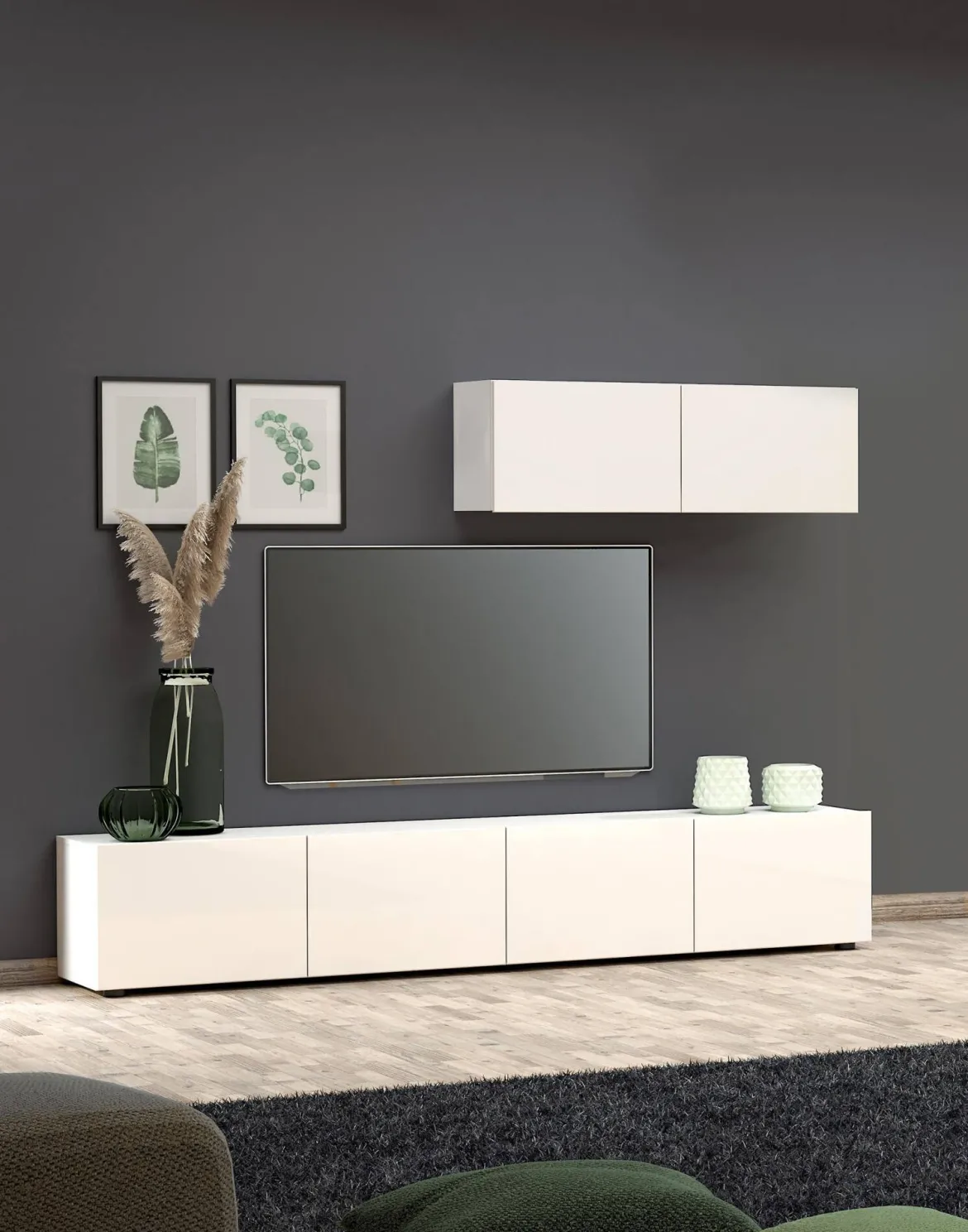 Pensile bagno 112x37h cm bianco lucido - Ostrense