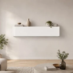 Pensile moderno 180x40h cm bianco lucido - Anette