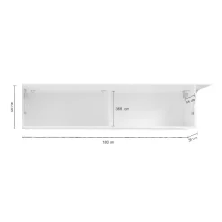 Pensile moderno 180x40h cm bianco lucido - Anette