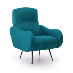Poltrona Azzurro Braccioli Peso Supportato 90 kg 70x100x98h cm, Materiale Struttura in Legno Made in Italy - Lasnigo