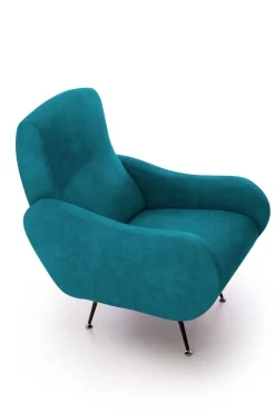 Poltrona Azzurro Braccioli Peso Supportato 90 kg 70x100x98h cm, Materiale Struttura in Legno Made in Italy - Lasnigo