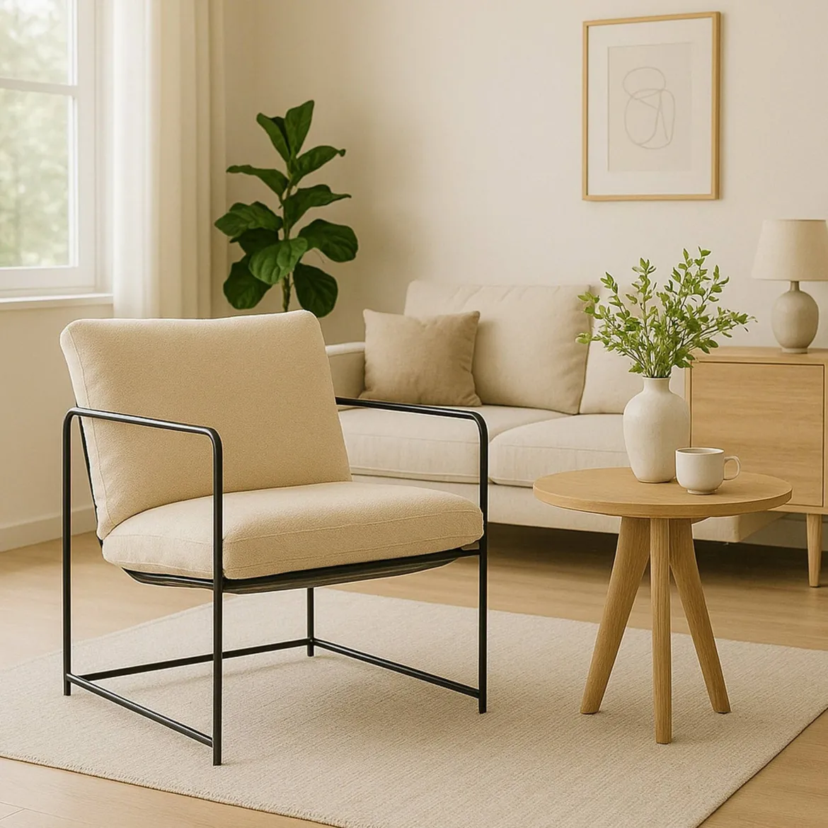 Poltrona Beige Braccioli Peso Supportato 120 kg 61x67x75h cm, Materiale Struttura in Metallo - Appare