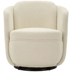 Poltrona Bianco Crema Nero Base Girevole Braccioli 70x72x75h cm, Materiale Struttura in Legno Nobilitato - Morond