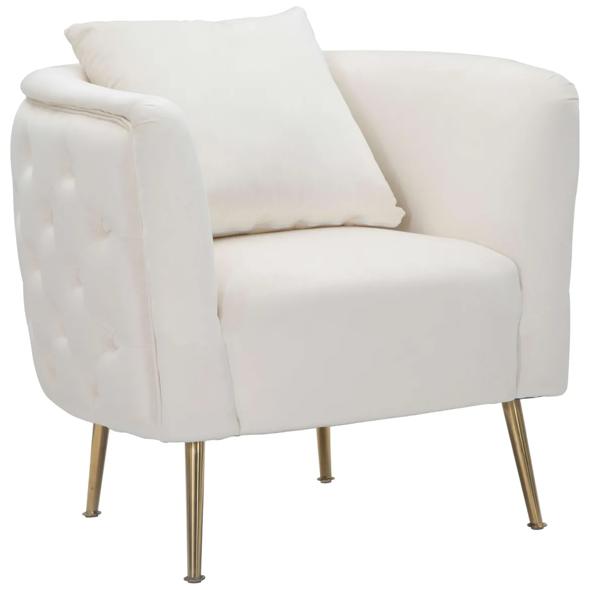 Poltrona Bianco Crema oro Rivestimento in Velluto Braccioli 76x74x71h cm, Materiale Struttura in Metallo - Killar