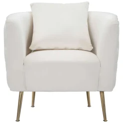 Poltrona Bianco Crema oro Rivestimento in Velluto Braccioli 76x74x71h cm, Materiale Struttura in Metallo - Killar