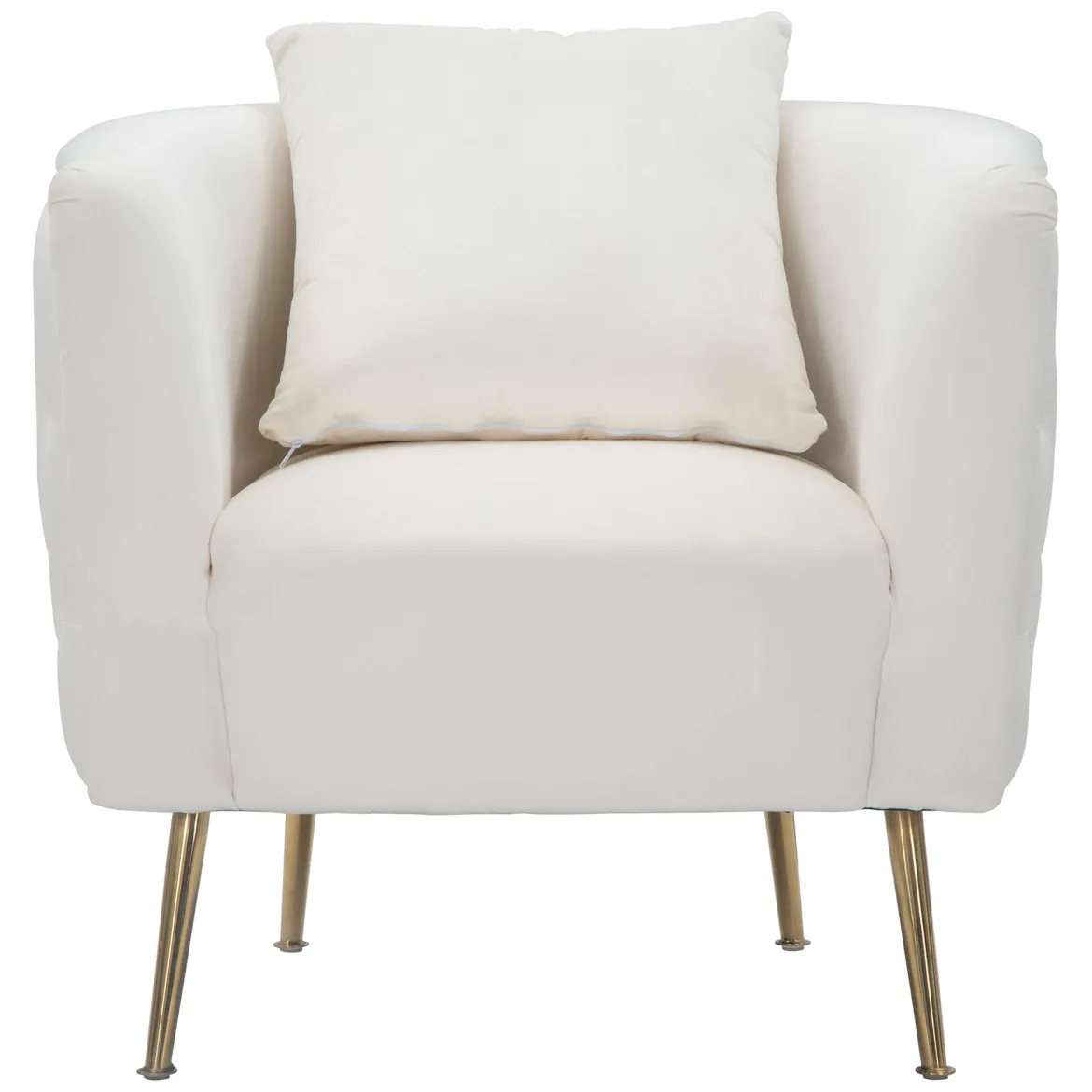 Poltrona Bianco Crema oro Rivestimento in Velluto Braccioli 76x74x71h cm, Materiale Struttura in Metallo - Killar