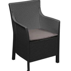 Poltrona da Esterno Nero Antracite Braccioli 60x53 cm, Cuscini Inclusi Made in Italy - Wanless