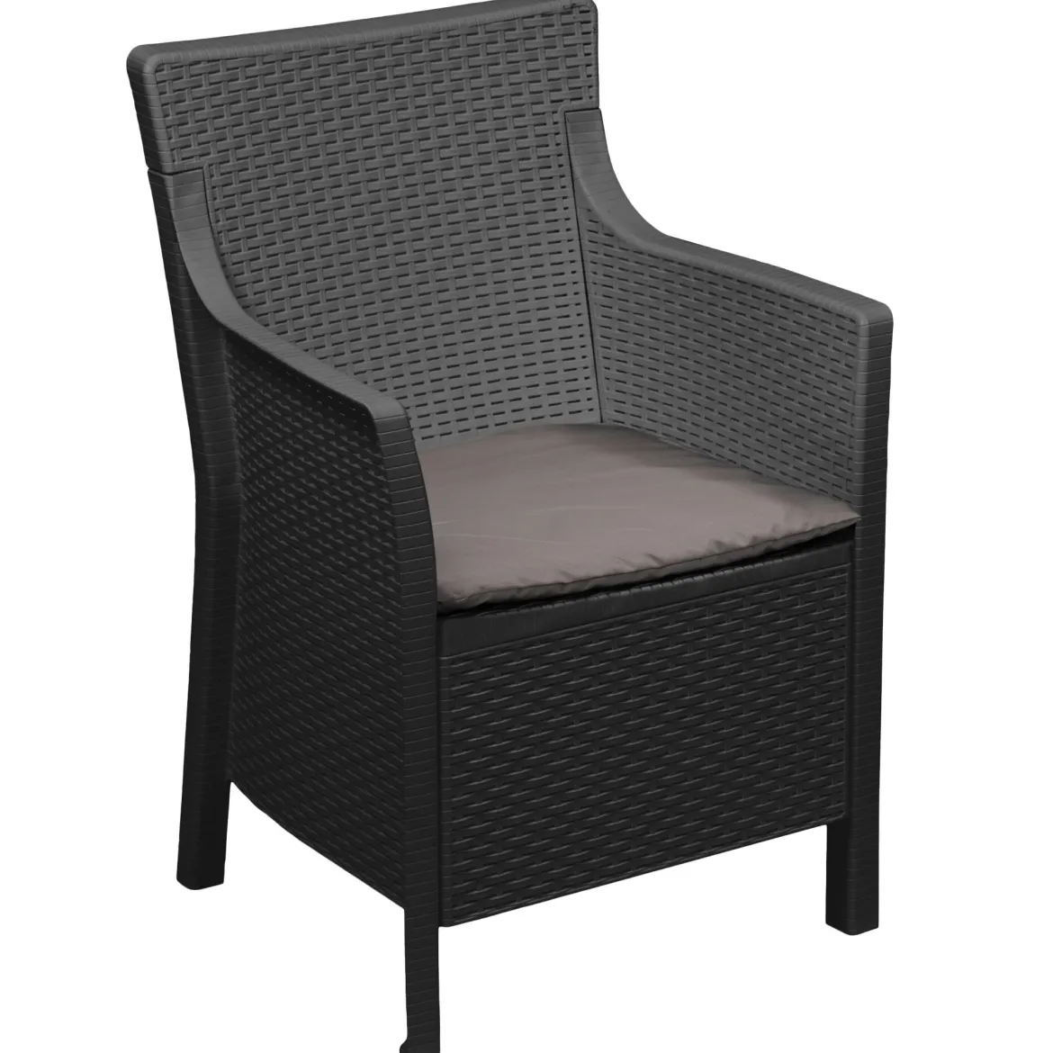 Poltrona da Esterno Nero Antracite Braccioli 72x66 cm, Cuscini Inclusi - Gaby