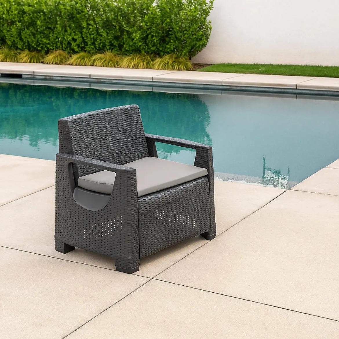 Poltrona da Esterno Nero Antracite una Sedia 79x81 cm, Braccioli - Agri