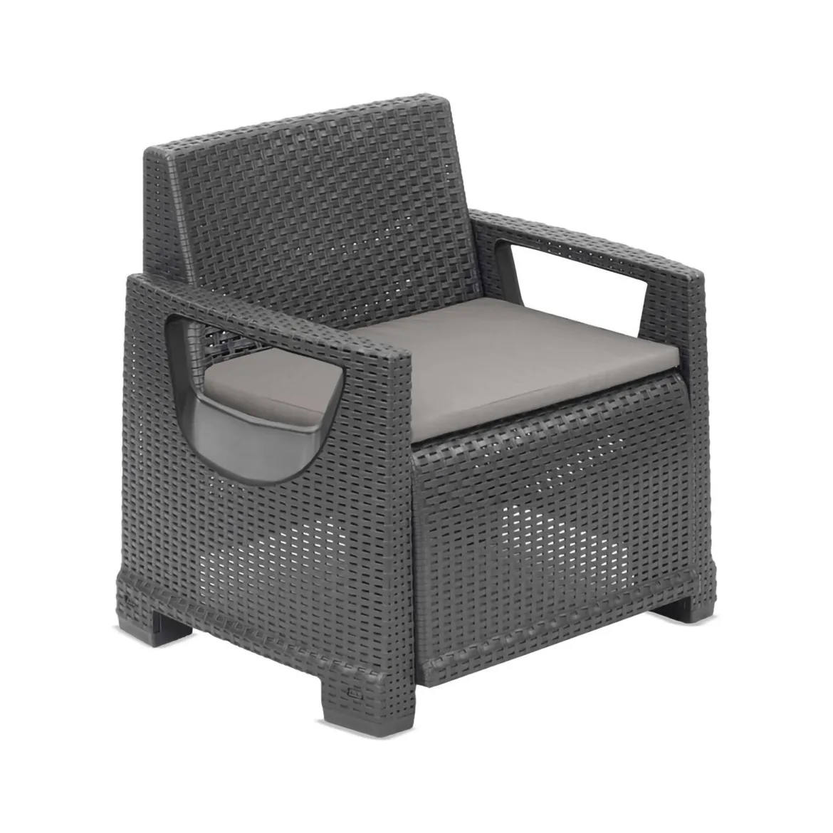 Poltrona da Esterno Nero Antracite una Sedia 79x81 cm, Braccioli - Agri