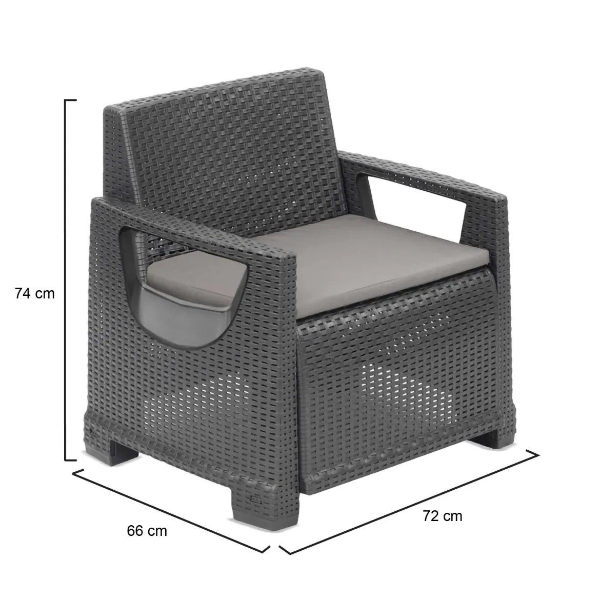Poltrona da Esterno Nero Antracite una Sedia 79x81 cm, Braccioli - Agri