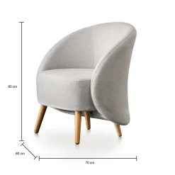 Poltrona design in metallo e poliestere grigia - Alla