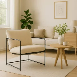 Poltrona design in metallo e tessuto bianco - Appare