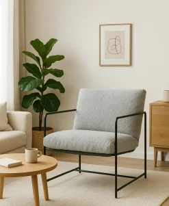 Poltrona design in metallo e tessuto grigio - Appare