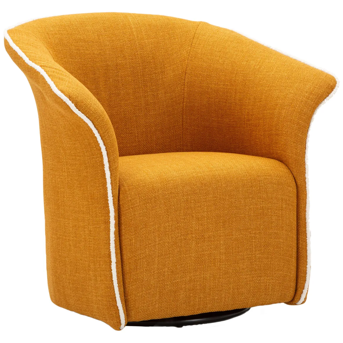 Poltrona Giallo Senape Nero Base Girevole Braccioli 84x66x80h cm, Materiale Struttura in Metallo - Toamas