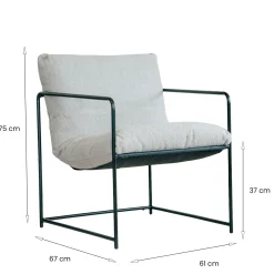 Poltrona Grigio Braccioli Peso Supportato 120 kg 61x67x75h cm, Materiale Struttura in Metallo - Appare