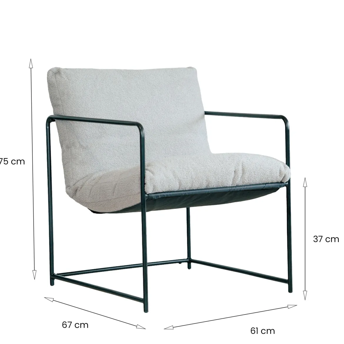 Poltrona Grigio Braccioli Peso Supportato 120 kg 61x67x75h cm, Materiale Struttura in Metallo - Appare