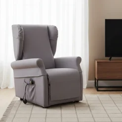 Poltrona Grigio Chiaro Sfoderabile Reclinabile 75x84x107h cm, Braccioli Made in Italy - Treia