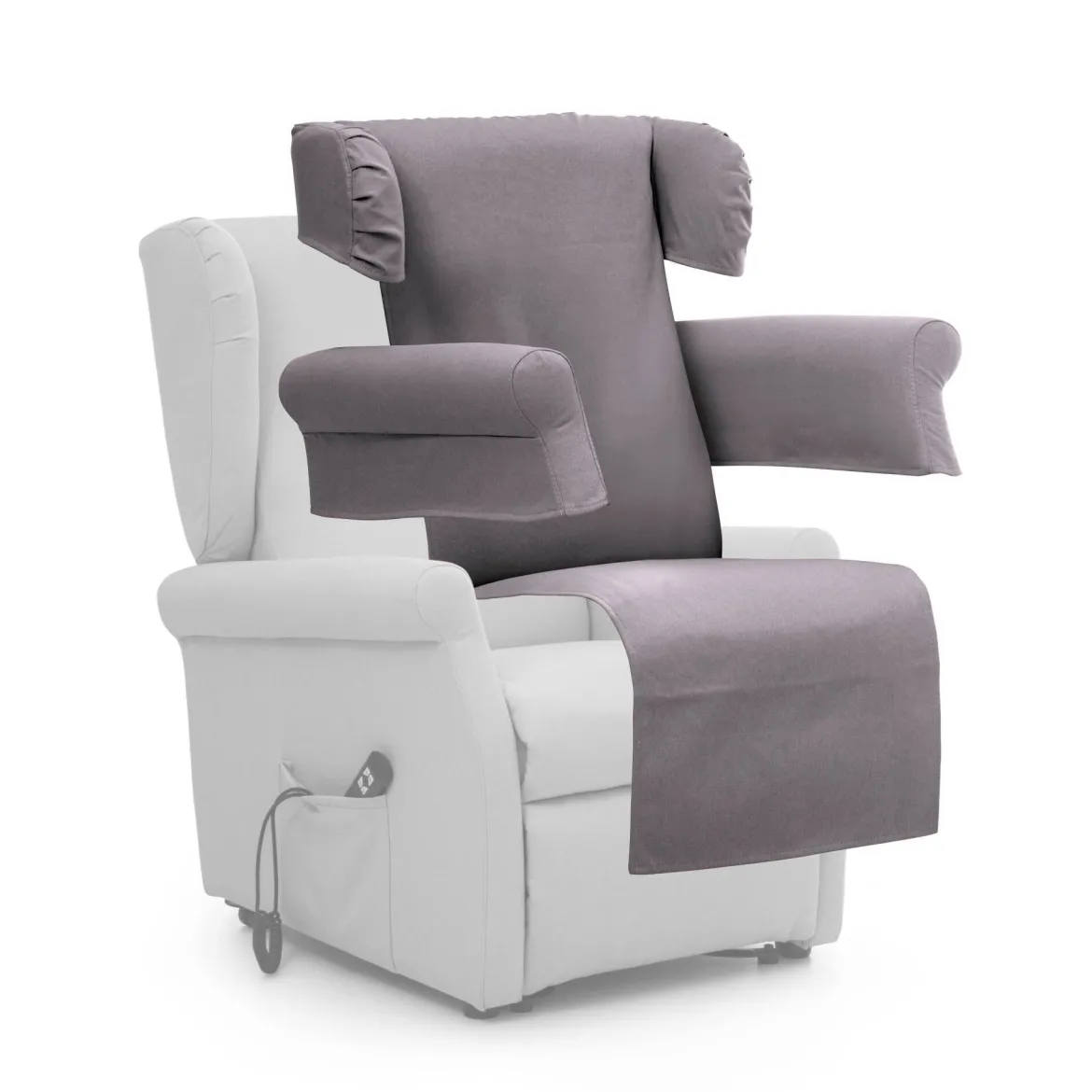 Poltrona Grigio Chiaro Sfoderabile Reclinabile 75x84x107h cm, Braccioli Made in Italy - Treia