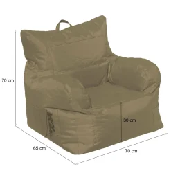 Poltrona in poliestere con braccioli beige - Ossidiana