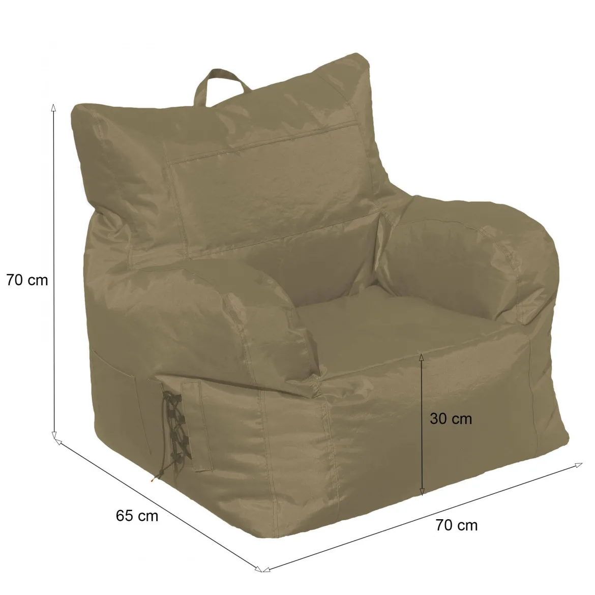 Poltrona in poliestere con braccioli beige - Ossidiana