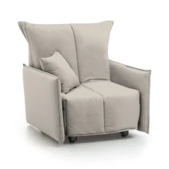 Poltrona in poliestere sfoderabile con braccioli beige - Atlantis
