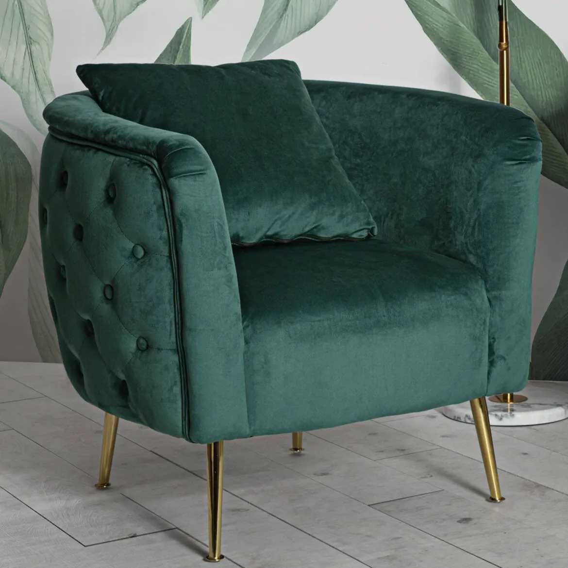 Poltrona in tessuto con braccioli verde - Prampolini