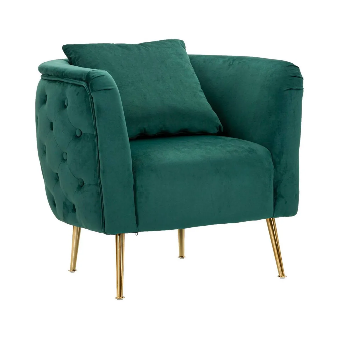 Poltrona in tessuto con braccioli verde - Prampolini
