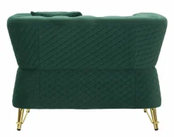 Poltrona in tessuto con braccioli verde e oro - Gabbiano