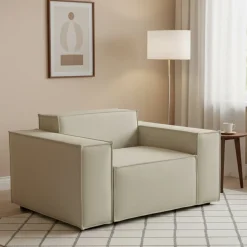 Poltrona in tessuto e legno con braccioli blu - Rodonite