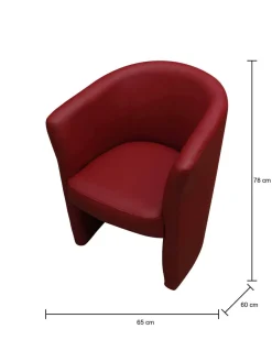Poltrona moderna in ecopelle con braccioli rossa - Ago