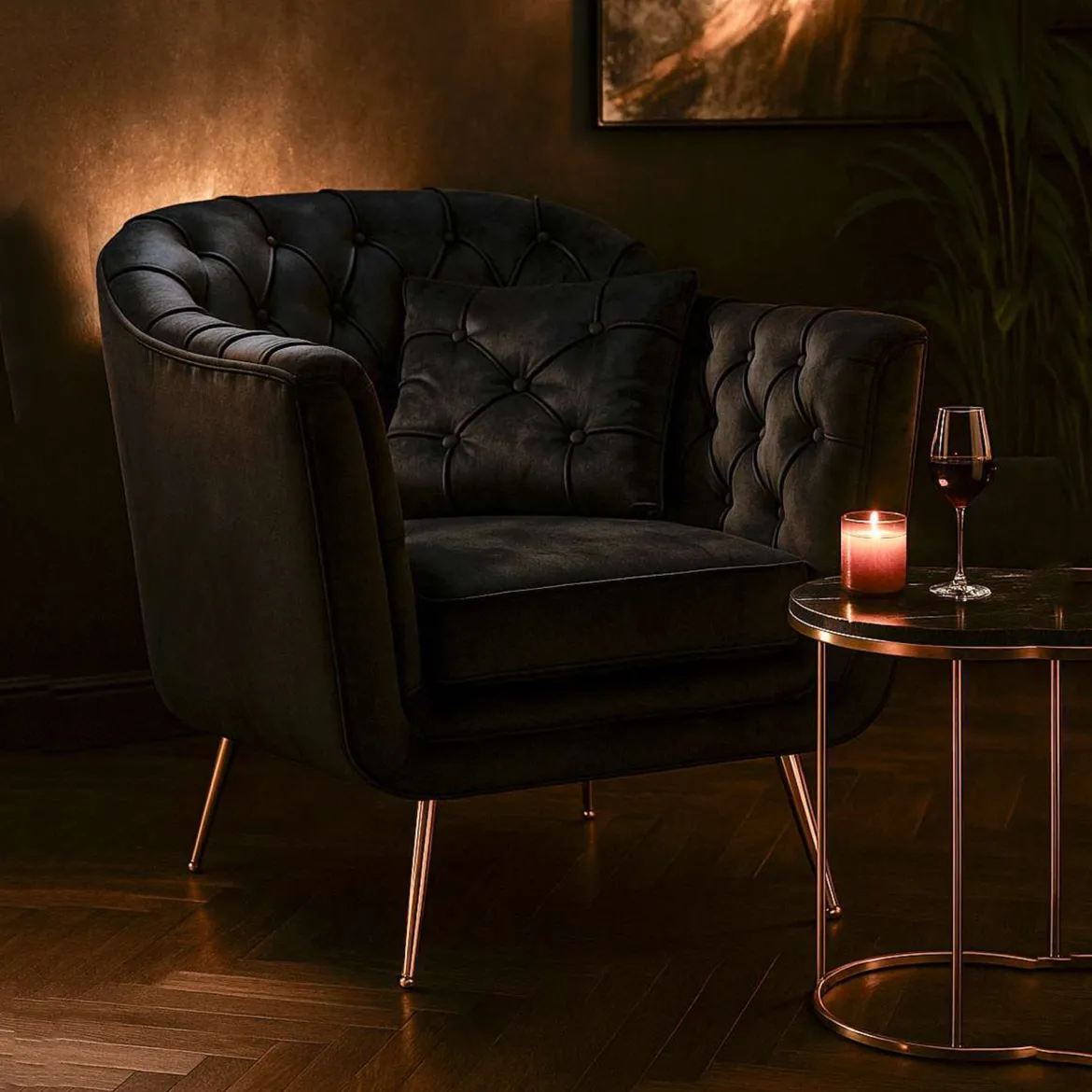 Poltrona Nero oro con Cuscino Braccioli 88x83x91h cm, Colore Struttura oro - Turtuk