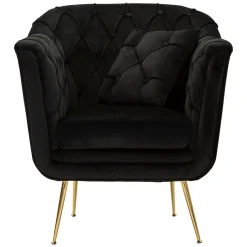 Poltrona Nero oro con Cuscino Braccioli 88x83x91h cm, Colore Struttura oro - Turtuk