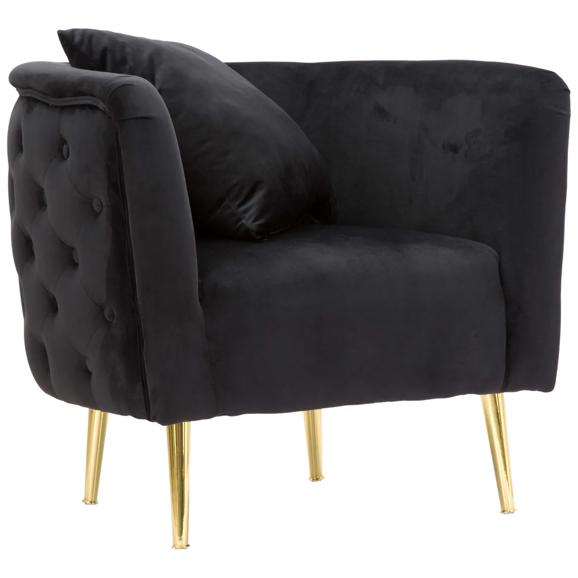 Poltrona Nero oro Rivestimento in Velluto Braccioli 76x74x71h cm, Materiale Struttura in Metallo - StIves