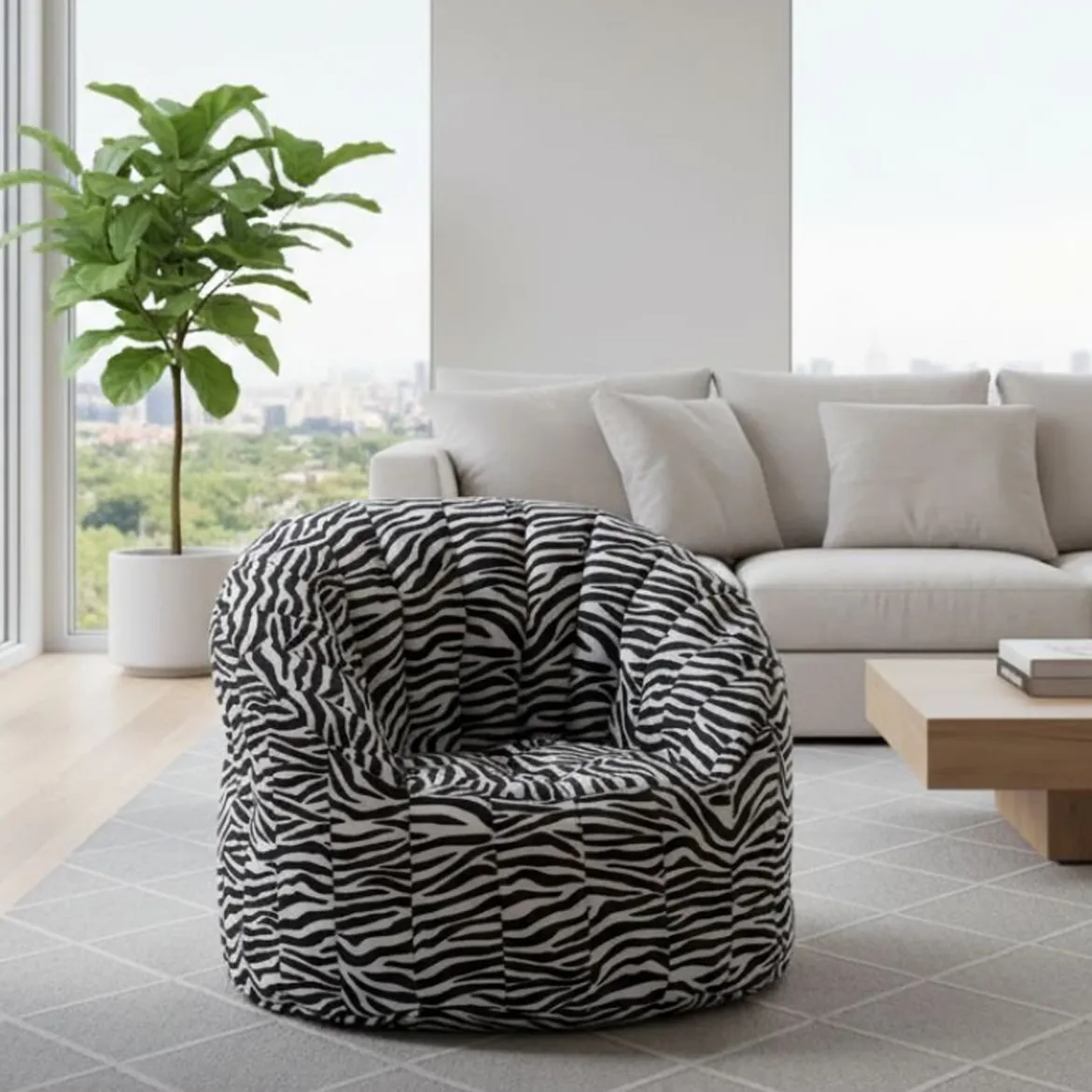 Poltrona pouf in tessuto zebrata - Zante