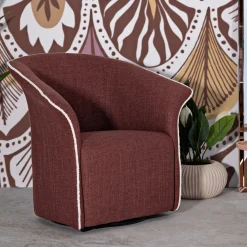 Poltrona Rosso Bianco Base Girevole Braccioli 84x66x80h cm, Materiale Struttura in Metallo - Toamas