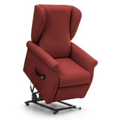 Poltrona Rosso Bordeaux Sfoderabile Reclinabile 75x84x107h cm, Braccioli Made in Italy - Treia