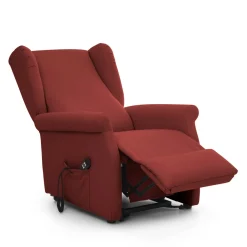 Poltrona Rosso Bordeaux Sfoderabile Reclinabile 75x84x107h cm, Braccioli Made in Italy - Treia