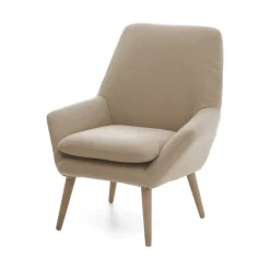 Poltrona scandi in tessuto con braccioli beige - Anido