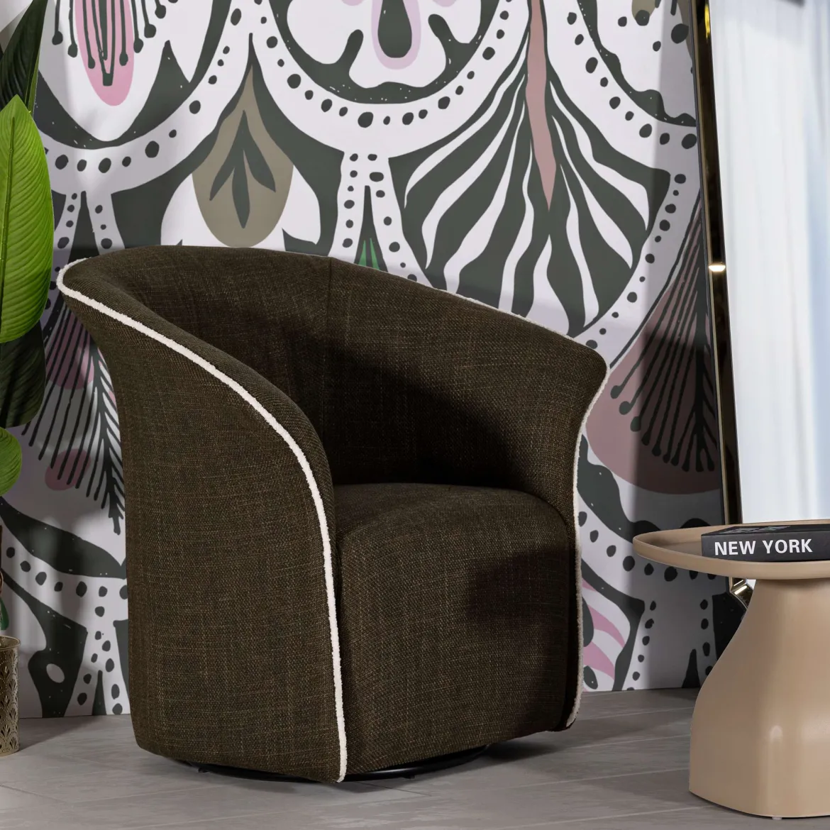 Poltrona Verde Bianco Base Girevole Braccioli 84x66x80h cm, Materiale Struttura in Metallo - Toamas