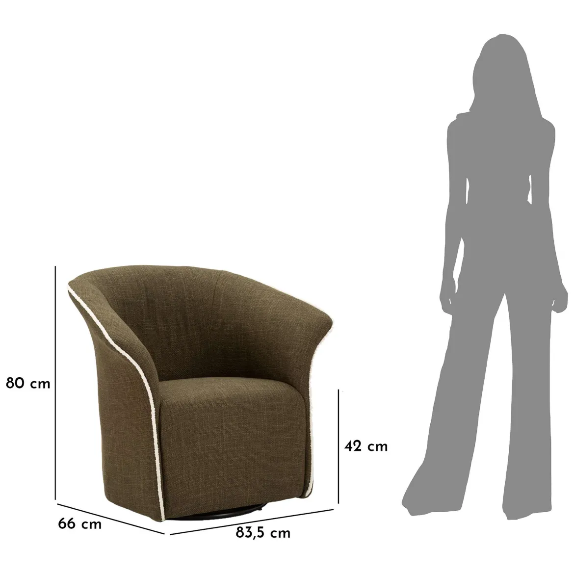 Poltrona Verde Bianco Base Girevole Braccioli 84x66x80h cm, Materiale Struttura in Metallo - Toamas