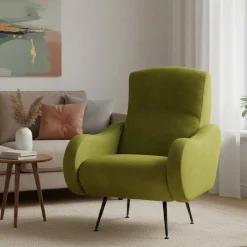 Poltrona Verde Braccioli Peso Supportato 90 kg 70x100x98h cm, Materiale Struttura in Legno Made in Italy - Lasnigo