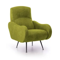 Poltrona Verde Braccioli Peso Supportato 90 kg 70x100x98h cm, Materiale Struttura in Legno Made in Italy - Lasnigo