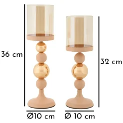 Portacandela Rosa oro set da 2 Colore Struttura oro, - Tiksi