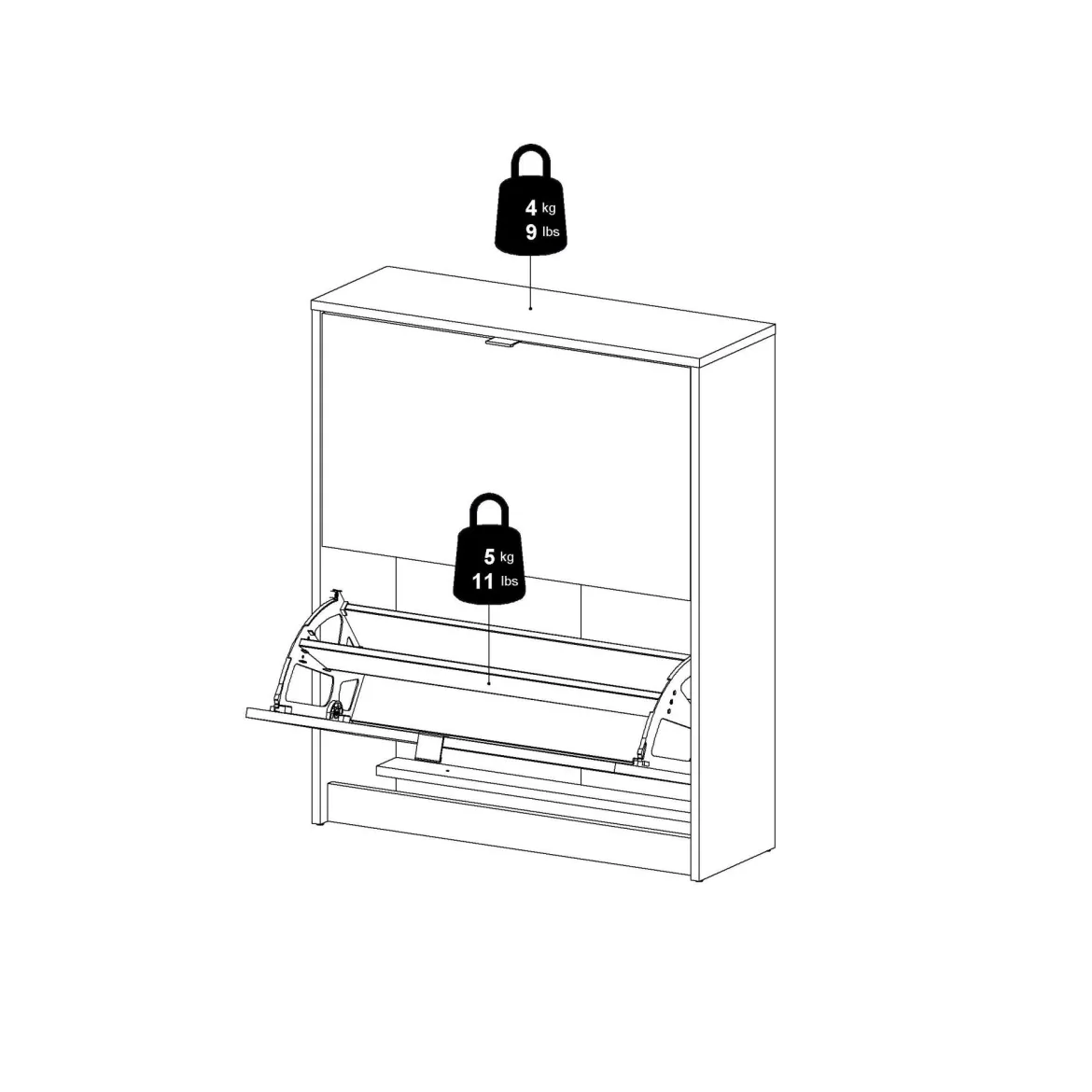 Porta scarpe 2 ante nera 70x85h cm - Larry