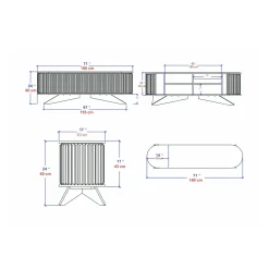 Porta TV antracite e bianco 180x43x60h cm 2 ante - Bailu
