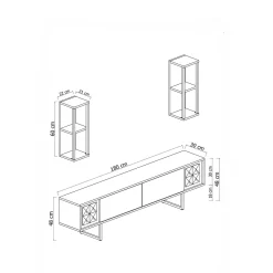 Porta TV antracite e nero 180x30x48h cm modulabile - Axa