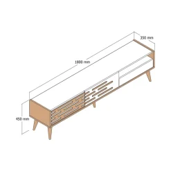 Porta TV antracite e noce 180x45x35h cm 3 ante - Upana