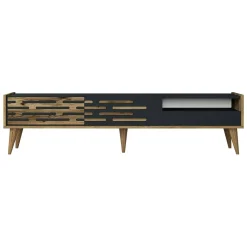 Porta TV antracite e noce 180x45x35h cm 3 ante - Upana